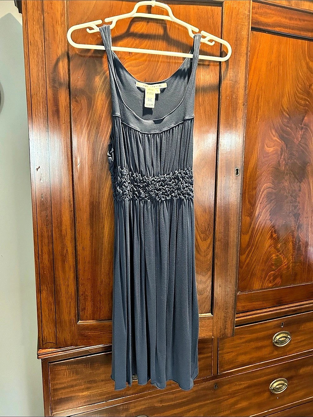 Max Studio Gathered Maxi Dress in Black Size Large Like New